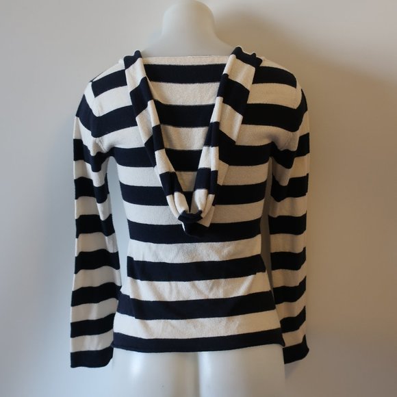 SCOOP NYC NAVY WHITE HOODED SWEATER SZ M * - Picture 7 of 11